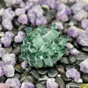 Green colored crystal cluster